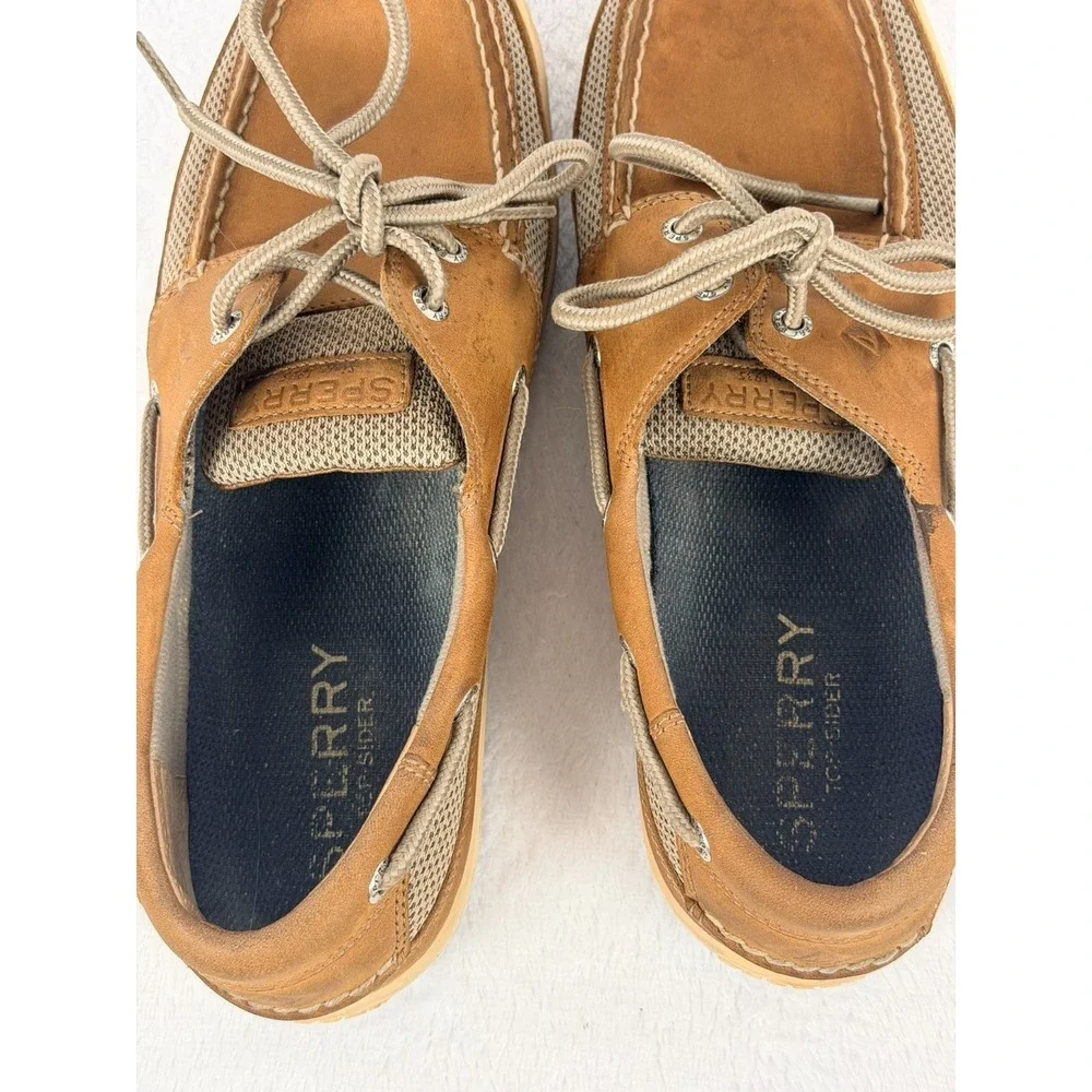 Sperry Top-Sider Tarpon Tan Brown Leather Mesh Boat Shoes Men's Size 10 M 60304